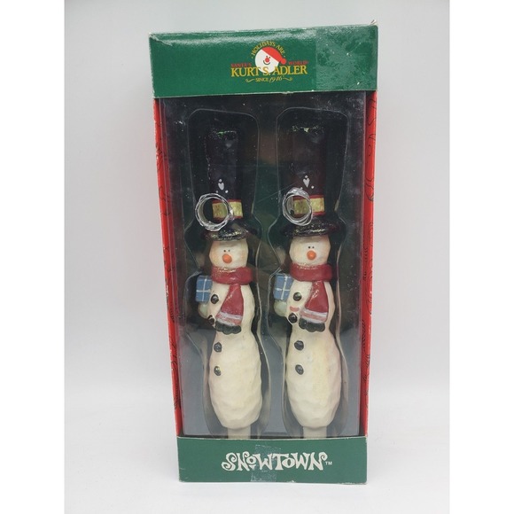 9.5" Kurt Adler Snowtown Snowman Candlesticks P10 - Picture 1 of 6
